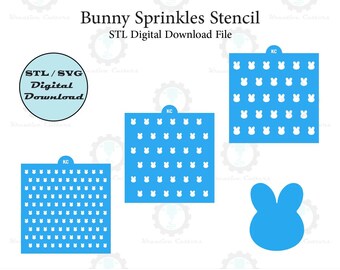 Stencil för kaninströssel | Laser- eller 3D-utskrivna dekorationsstenciler | Digital nedladdning av STL- och SVG-filer