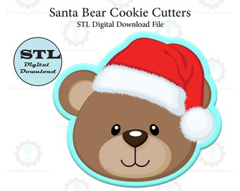 Formine per biscotti a forma di orso di Babbo Natale / File STL