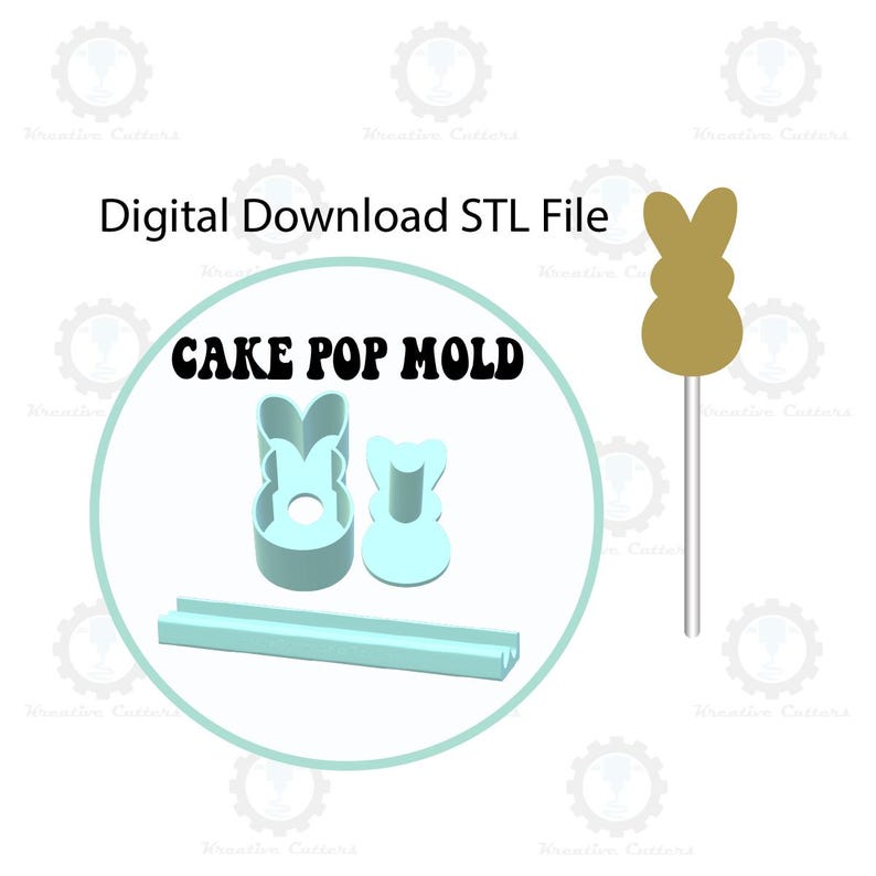 Easter Bunny Cake Pop Mold with 9in Tray | Digital Download STL File image 1