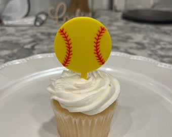 Softball Cupcake Toppers