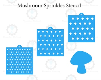 Mushroom Sprinkles Stencil | 3D Printed, Cookie, Cake, & Cupcake, Decorating Stencils