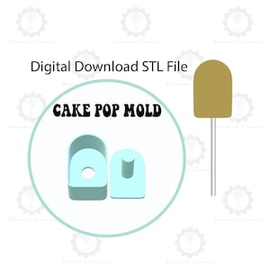 Może przedstawiać: Cyfrowy plik STL do pobrania dla formy do cake pops. Forma jest jasnoniebieska i ma okrągły wierzchołek i płaskie dno. Forma została zaprojektowana do tworzenia cake pops, które wyglądają jak lizak.