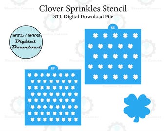 Clover Sprinkles Stencil | Laser or 3D Printed, Decorating Stencils | Digital Download STL & SVG Files
