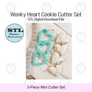 Wonky Heart Cookie Cutter Set   STL File