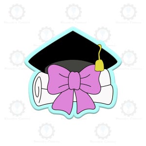 Cortadores de galletas con forma de birrete y diploma de graduación