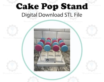 Cake Pop Display Stand with Business Card Slot (16 Holes) | Digital Download STL File