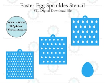 Easter Egg Sprinkles Stencil | Laser or 3D Printed, Decorating Stencils | Digital Download STL & SVG Files