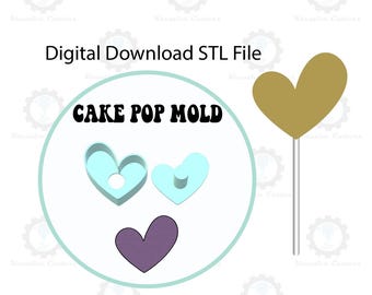 Molde para bolo pop de coração torto para o Dia dos Namorados | Download digital do arquivo STL