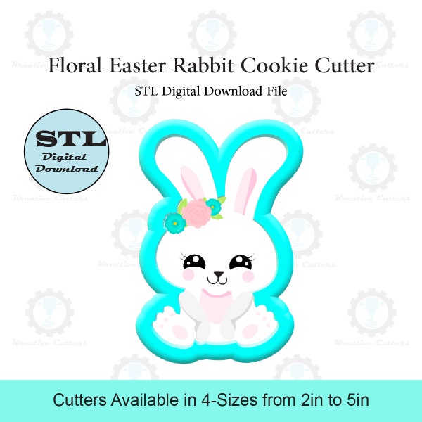 Floral Easter Rabbit Cookie Cutter | STL File