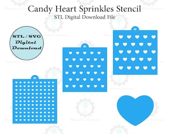 Candy Hearts Sprinkles Stencil | Laser or 3D Printed, Decorating Stencils | Digital Download STL & SVG Files