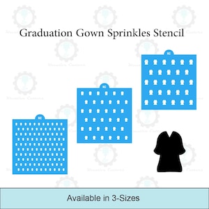 Graduation Gown Sprinkles Stencil | 3D Printed, Cookie, Cake, & Cupcake, Decorating Stencils