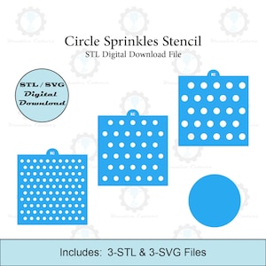 Circle Sprinkles Stencil | Laser or 3D Printed, Decorating Stencils | Digital Download STL & SVG Files