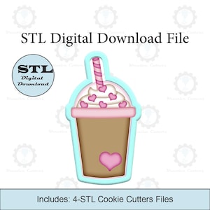 Valentines Frappuccino Cookie Cutters | Digital Download STL Files