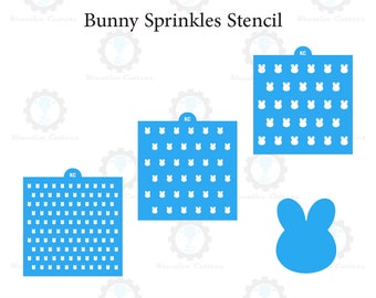 Bunny Sprinkles Stencil | 3D Printed, Cookie, Cake, & Cupcake, Decorating Stencils