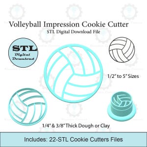 Volleyball Imprint Cookie Cutters | 1/2" to 5" Sizes available for 1/4" or 3/8" Dough, Fondant or Polymer Clay | STL File