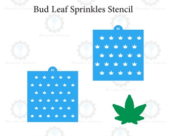 Bud Leaf Stencil Sprinkles Stencil | 3D Printed, Cookie, Cake, & Cupcake, Decorating Stencils