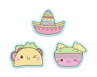 Cinco De Mayo Mexican Festa Cookie Cutters | Options: Sombrero, Taco, or Chips and Guac