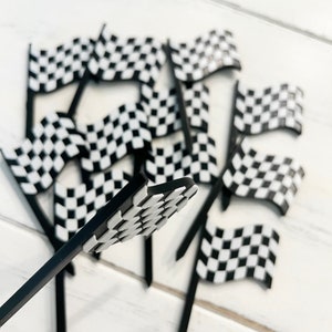 Checkered Flag Cupcake Toppers - Etsy