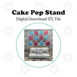 3-stöckiger Cake Pop-Aufsteller mit Visitenkartenschlitz (12 Löcher) | Digitaler Download STL-Datei