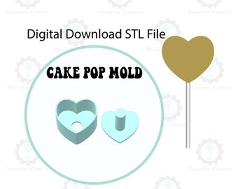 Forma para bolo pop de coração | Download digital do arquivo STL