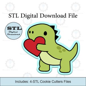 Valentines Dinosaur Cookie Cutters | Digital Download STL Files