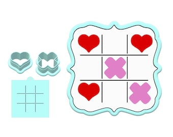 Valentinstag Tic Tac Toe Ausstecher Set mit Schablone