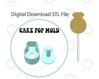 Molde para bolo pop com anel de diamante - download digital - arquivo STL