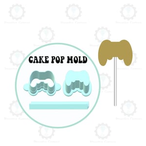 Molde para cake pops con forma de controlador de juego / Opción de cortador, popper y bandeja de lujo
