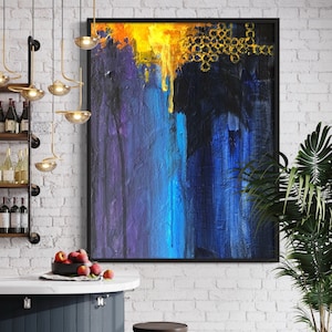 Large Original Abstract Painting,Blue Painting Yellow Painting, Minimalist Abstract Painting, Abstract Painting, Large Wall Canvas Painting