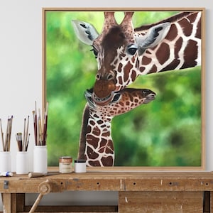 Giraffe Painting canvas, Oil Painting , Giraffe wall art, Animal painting on canvas origina,Animal painting nursery