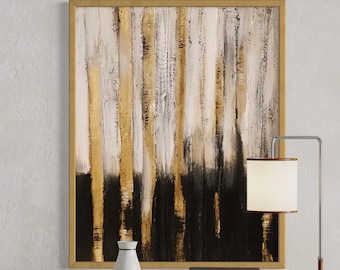 Golden forest in abstract style on canvas