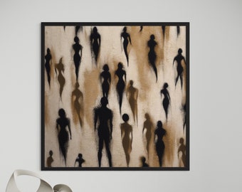 Abstract figurative art,Original painting of people figures, Abstract painting of people on canvas