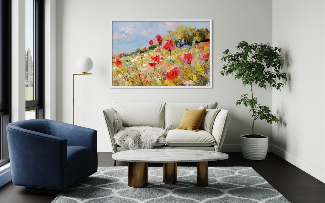 Original Poppy Field Painting, Handmade Textured Floral Art ...