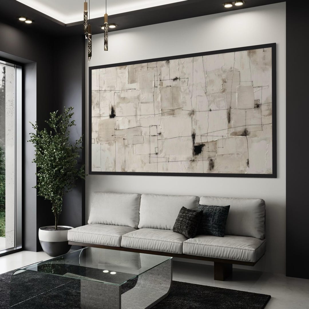 Neutral Textured Abstract Painting on Canvas | Minimalist Modern Wall ...