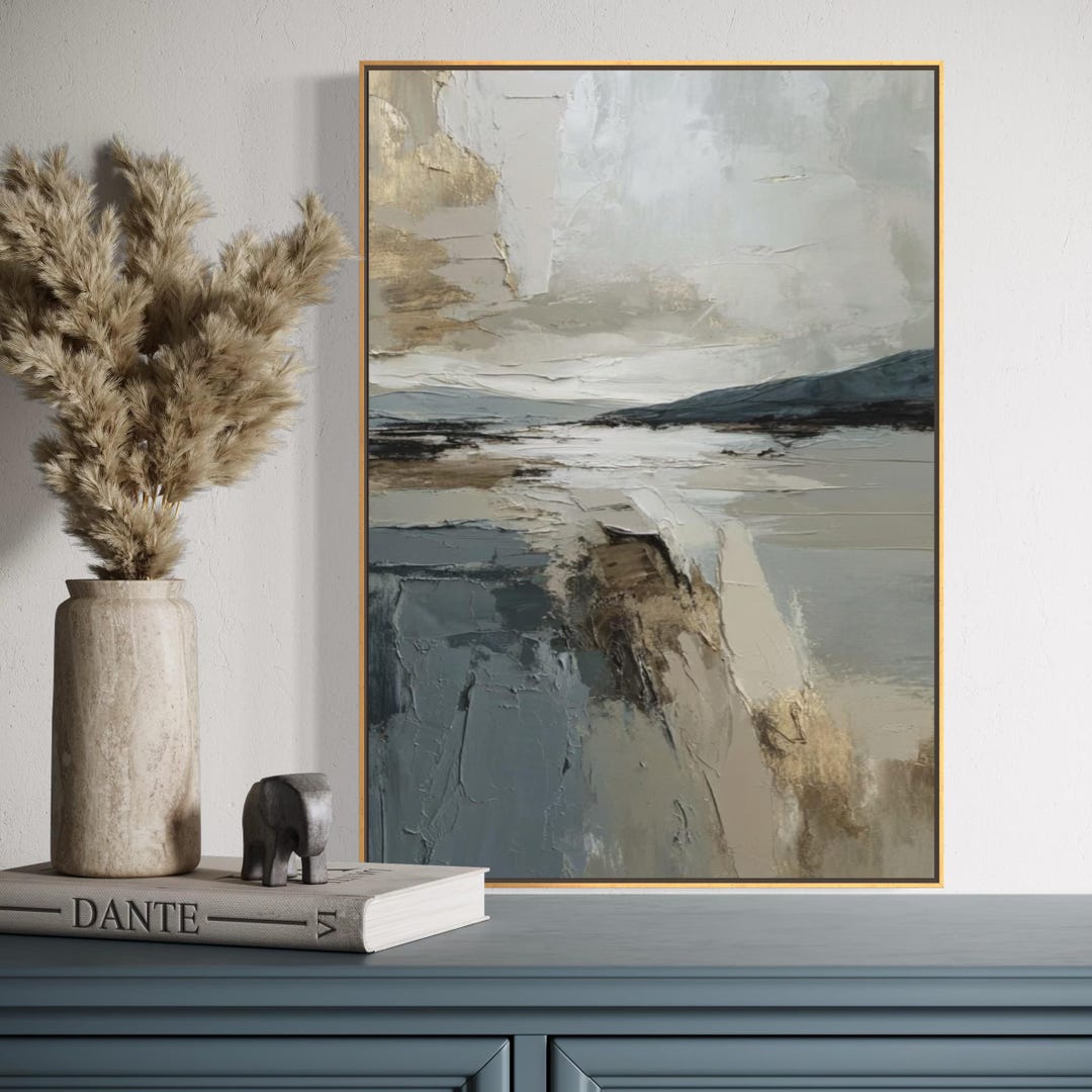 Canvas Wall Art: Neutral Abstract Landscape - Textured Modern Style - Etsy