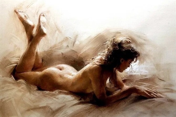 Nude Woman Erotic Wall Art Sexy Large Painting - Etsy