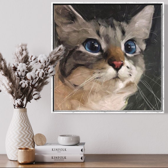 Cat Abstract Painting Acrylic Fluffy Cat Wall Painting Animals Etsy