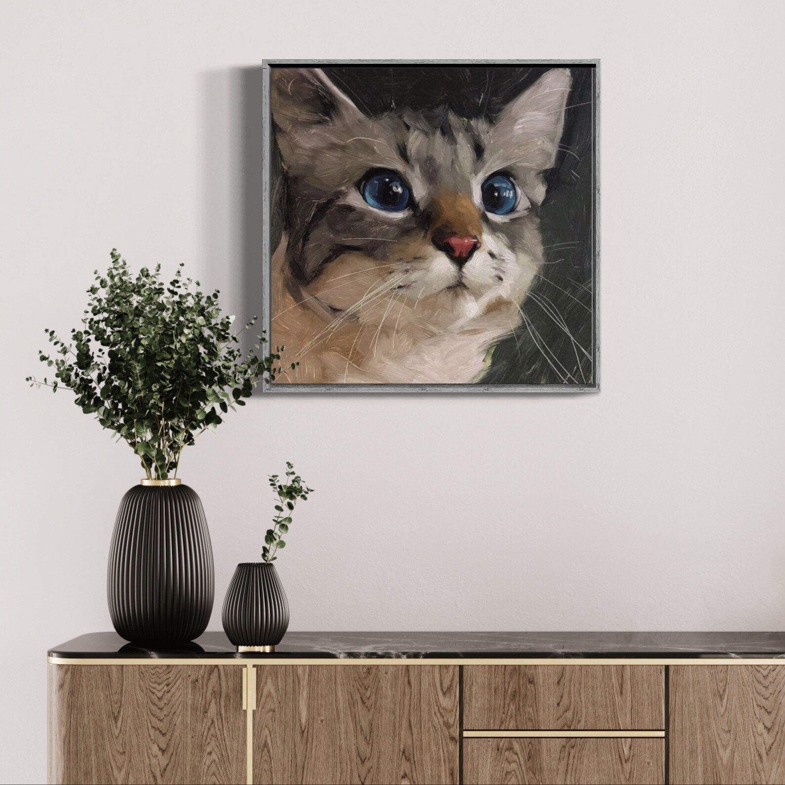Cat Abstract Painting Acrylic Fluffy Cat Wall Painting Animals Etsy