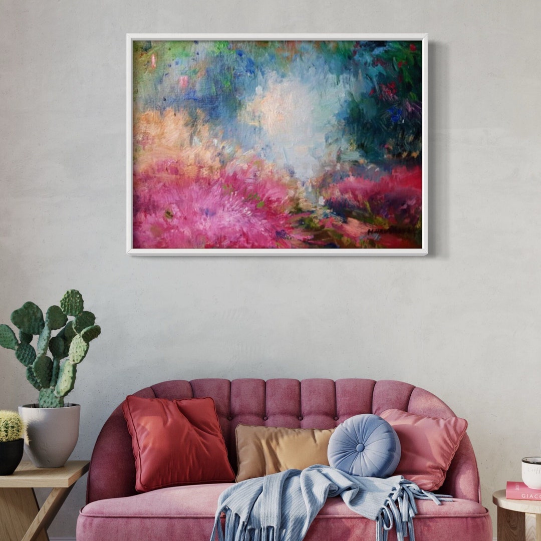 Bright Abstract Landscape Painting on Canvas, Original Landscape ...