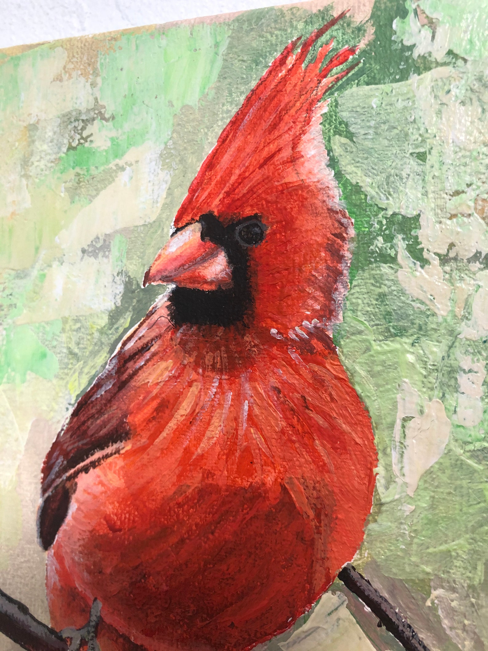 Bird cardinal oil painting acrylic painting Etsy