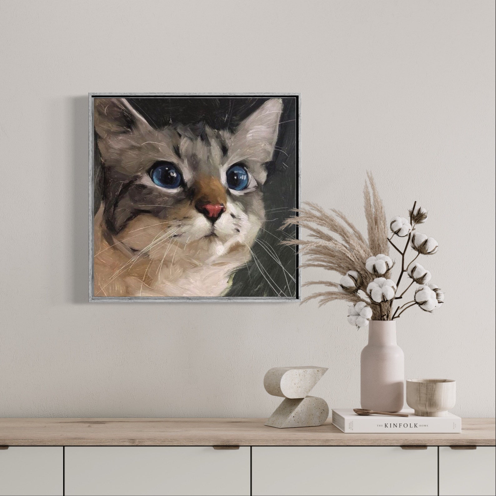 Cat Abstract Painting Acrylic Fluffy Cat Wall Painting Animals Etsy