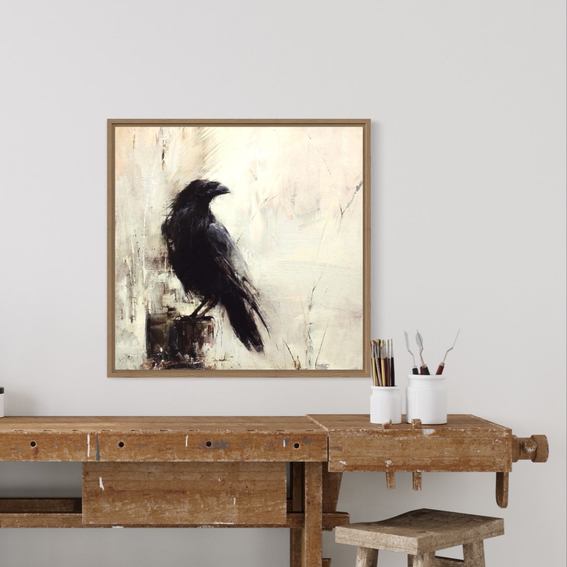 Black Raven Abstract Painting Bird Paintinghandmade on - Etsy