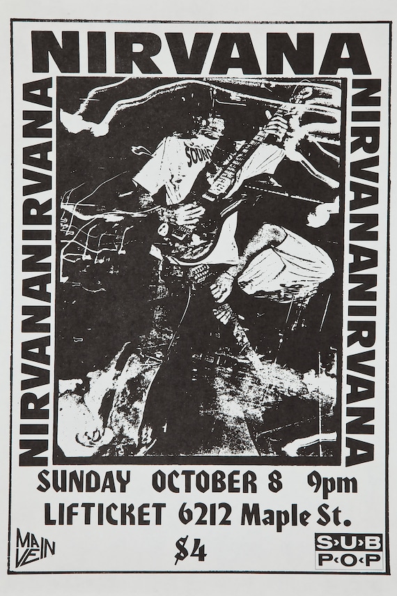 Nirvana Concert Poster V2 12x18 Etsy