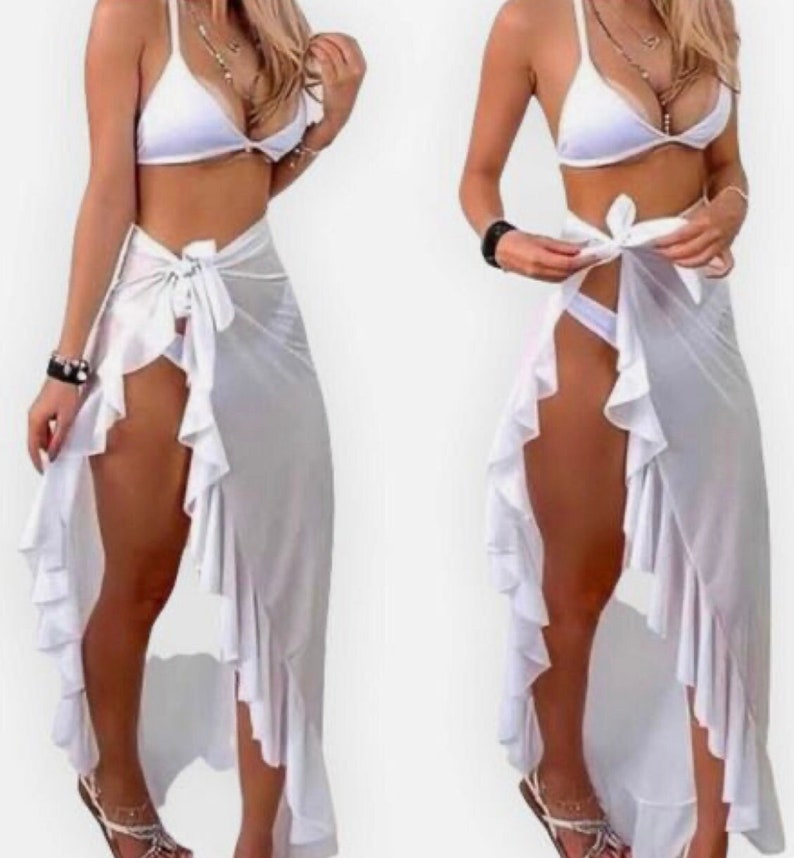Beach Wrap Sarong Bride Maxi Skirt Coverup Cover Beach Wrap White