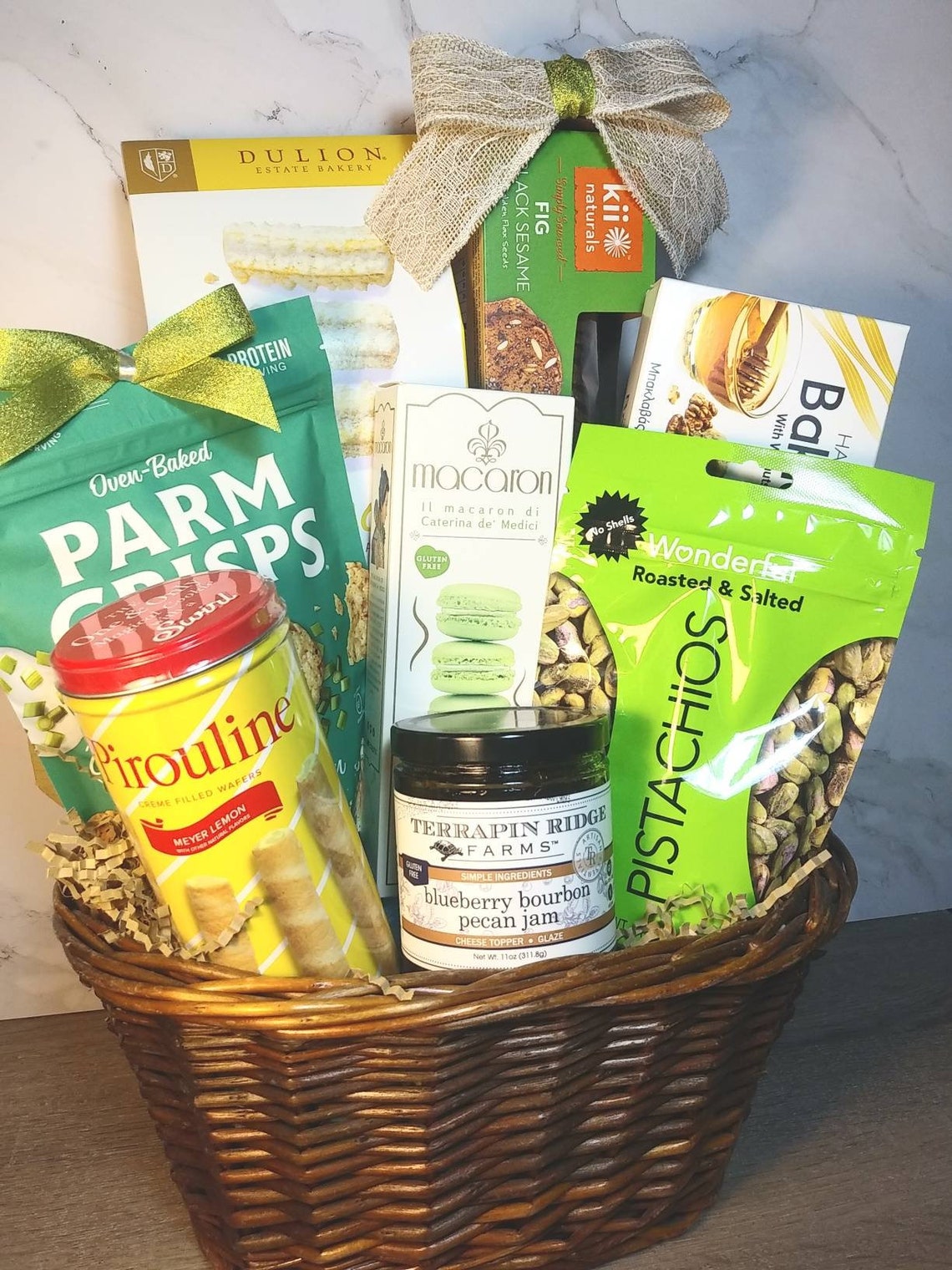 Green & Yellow Gift Basket Etsy