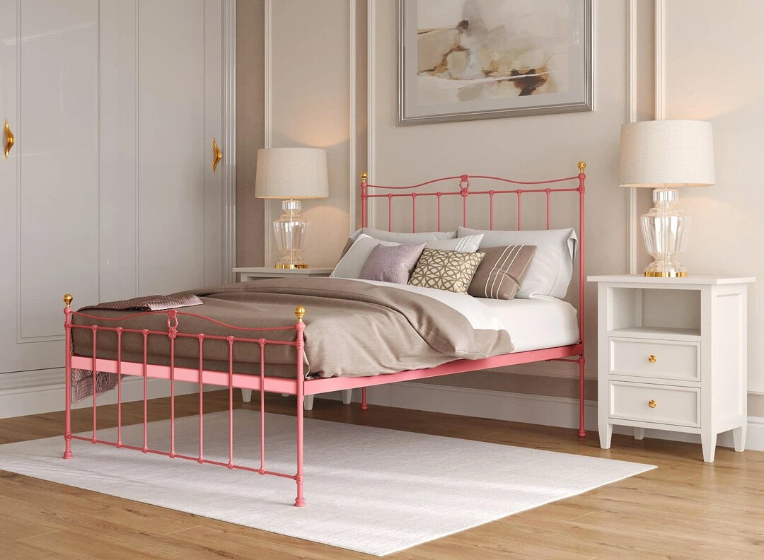 Custom Wrought Iron Bed Frame With Mesh Base Tessa Etsy