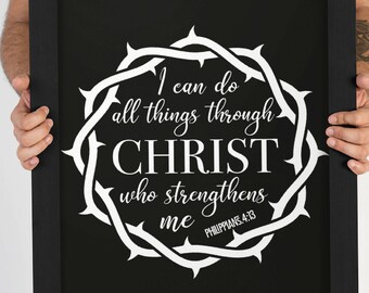 I can do all things through Christ who strengthens me Bible Verse Christian PNG, Christian Designs Gifts PNG Store, Praise Jesus Church PNG