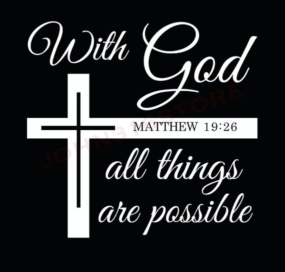 Cut Out Cross Charm - With God All Things are Possible, Matthew 19:26 Bible Quote Cut Out Cross Charm - With God All Things are Possible, Matthew 19:26 Bible Quote