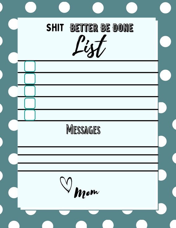 Get Shit Done to Do List to Do List Printable Download | Etsy