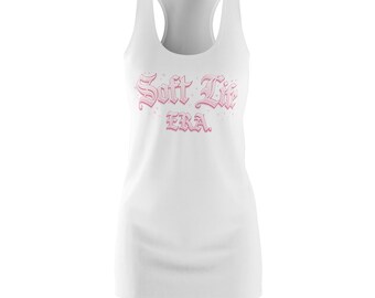 Vestido con espalda nadadora Soft Life Era / Eslogan en letra rosa